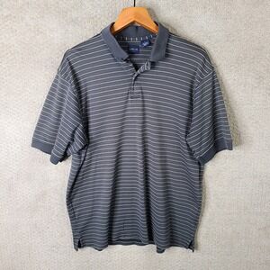 Arrow Shirt Mens Large Gray Striped Polo Short Sleeve Cotton Blend Casual